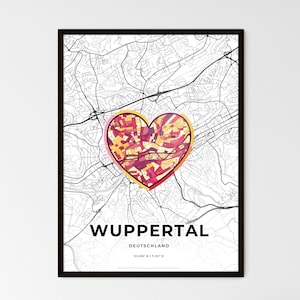 Carte de Wuppertal - Choisissez l'un des trois styles proposés - Poster personnalisable, cadeau personnalisé