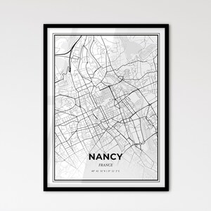 Nancy Frankreich - Stadtplan im skandinavischen Stil für modernes Wohndekor - schwarz-weiß Poster