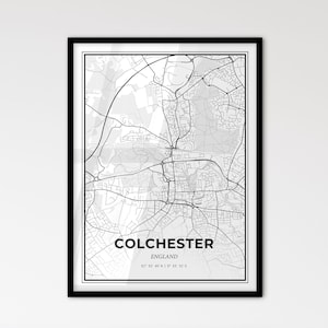 Colchester, Engeland: stadsplattegrond in Scandinavische stijl voor modern interieur