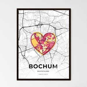 BOCHUM ALLEMAGNE - Carte du lieu où tout a commencé - Choisissez l'un des trois styles proposés - Poster personnalisable, cadeau personnalisé