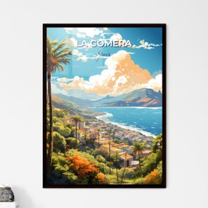 La Gomera Spagna Skyline - Un paesaggio di una città sull'acqua - Collezione di skyline di viaggio / Personalizzabile