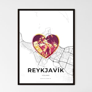 Carte de Reykjavk, Islande - Choisissez l'un des trois styles proposés - Poster personnalisable, cadeau personnalisé