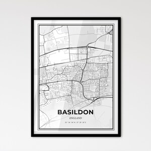 Basildon England - Plan de la ville de style scandinave pour une décoration intérieure moderne