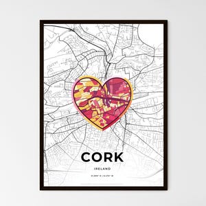 CORK IRLANDE - Carte du lieu où tout a commencé - Choisissez l'un des trois styles proposés - Poster personnalisable, cadeau personnalisé