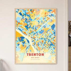 Carte artistique des couleurs côtières de Trenton, New Jersey, Trenton Usa, affiche créative bicolore de la ville natale de Trenton, également en téléchargement numérique