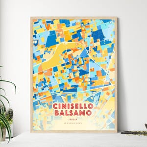 Cinisello Balsamo Italie couleurs côtières Art carte Cinisello Balsamo Italie carte de la ville - affiche personnalisable impression ou téléchargement numérique