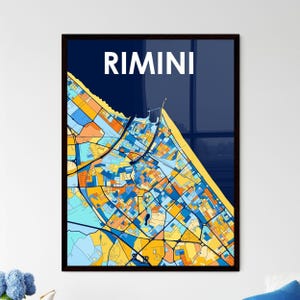 Poster carte artistique de Rimini, Italie - Couleurs vives pour une décoration d'intérieur unique, cadeau parfait pour toutes les occasions !