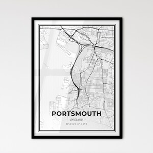 Portsmouth England - Stadtplan im skandinavischen Stil für das moderne Wohndekor