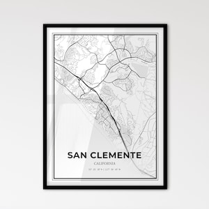 San Clemente, California: Mapa de la ciudad de estilo escandinavo para una decoración moderna del hogar