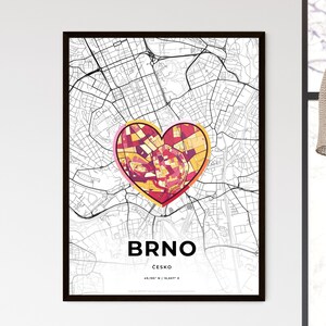 BRNO TCHÉQUIE - Carte du lieu où tout a commencé - Choisissez l'un des trois styles proposés - Poster personnalisable, cadeau personnalisé