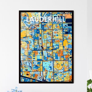 Lauderhill, Florida Art Map Poster - Levendige muurdecoratie | Uniek cadeau voor liefhebbers van interieurdesign