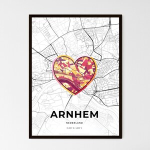 Carte d'ARNHEM PAYS-BAS - Choisissez l'un des trois styles proposés - Poster personnalisable, cadeau personnalisé