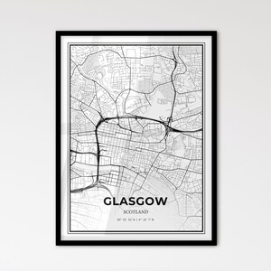 Glasgow Schottland - Stadtplan im skandinavischen Stil für das moderne Wohndekor