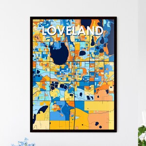 Loveland Colorado Art Map Poster - Décoration murale vibrante personnalisée pour des cadeaux uniques | Superbe design d'intérieur de maison