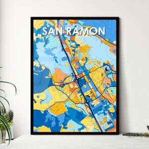 San Ramon California Kunst Map Poster - Einzigartige Wanddekoration für Zuhause, perfekte Geschenkidee!