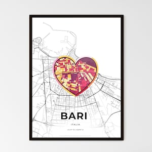 BARI ITALIA – Dove tutto ha avuto inizio mappa - Scegli uno dei tre stili - Stampa poster personalizzabile, regalo personalizzato