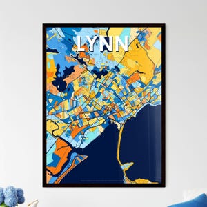 Lynn Massachusetts Kunst Karte Poster - Lebendiges Wanddekor, Einzigartiges Geschenk für Zuhause oder besondere Anlässe!