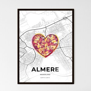 Almere Niederlande Karte - Wählen Sie einen von drei Stilen - Personalisierbarer Posterdruck, personalisiertes Geschenk