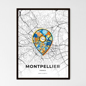 MONTPELLIER FRANCE - Carte du lieu où tout a commencé - Choisissez l'un des trois styles proposés - Poster personnalisable, cadeau personnalisé