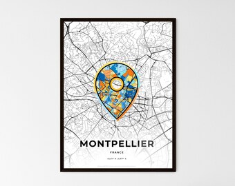 MONTPELLIER FRANCE - Carte du lieu où tout a commencé - Choisissez l'un des trois styles proposés - Poster personnalisable, cadeau personnalisé