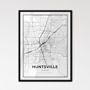 Huntsville Alabama - Plan de la ville de style scandinave pour une décoration intérieure moderne
