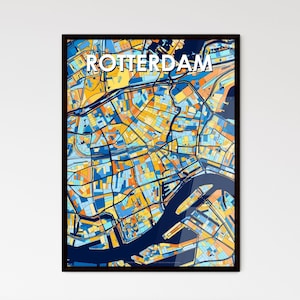 Rotterdam Landkarte: Buntes individuelles Poster für Einzigartige Wanddeko | Denkwürdige Geschenke - Perfekt für Wohnräume!