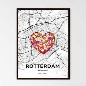 Rotterdam Karte - 3 Stile verfügbar - Wandkunst Wohnkultur - Niederlande