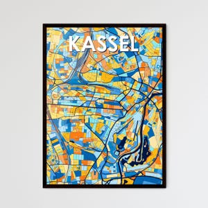 Kassel, Allemagne : affiche de carte artistique vibrante - décoration murale unique pour la maison, cadeau personnalisable idéal pour toute occasion !