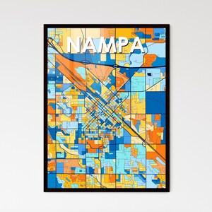 NAMPA IDAHO Kunst Map Poster - Atemberaubendes individuelles Dekor | Einzigartiges Geschenk für Zuhause, im Büro oder für besondere Anlässe