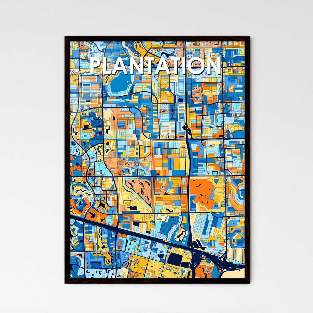Customizable Vibrant Plantation Florida Art Map Poster Unique Wall ...