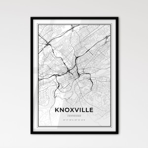 Knoxville Tennessee - Stadtplan im skandinavischen Stil für das moderne Wohndekor
