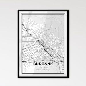 Burbank Kalifornien - Stadtplan im skandinavischen Stil für das moderne Wohndekor