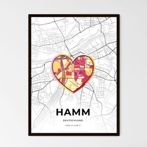 HAMM ALEMANIA – Mapa de donde todo empezó - Elija uno de los tres estilos - Impresión de póster personalizable, regalo personalizado