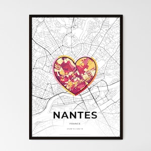 NANTES FRANCE - Carte du lieu où tout a commencé - Choisissez l'un des trois styles proposés - Poster personnalisable, cadeau personnalisé