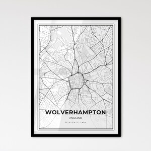 Wolverhampton England - Stadtplan im skandinavischen Stil für das moderne Wohndekor