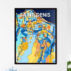 Carte artistique de Saint-Denis, France – Décoration murale unique | Cadeaux personnalisables pour la maison, le bureau | Occasions spéciales !