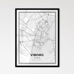 Viborg Danemark - Plan de la ville de style scandinave pour une décoration intérieure moderne