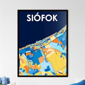Carte artistique de Siófok, Hongrie : décoration murale unique, parfaite pour un cadeau | Design de maison élégant