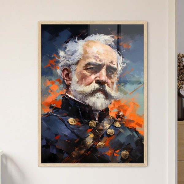 Robert E. Lee - A Man With A White Beard And Mustache, Vibrant Colorful Art Print, Customisable gift