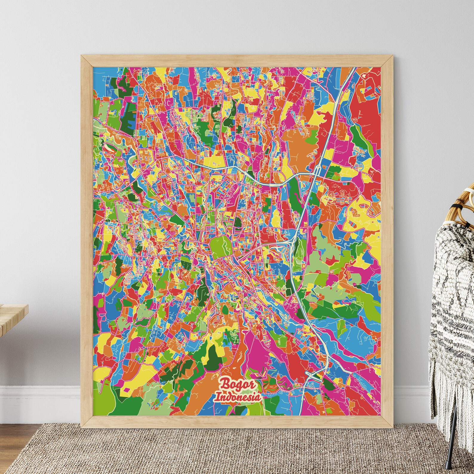 Colorful BOGOR INDONESIA Map Print Art Print Multi Color