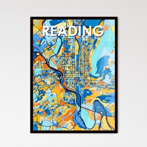Carte artistique de Reading, Pennsylvanie - Décoration murale unique pour la maison | Le cadeau personnalisable parfait pour toutes les occasions !