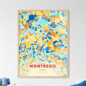 Montreuil Frankreich Küstenfarben Kunst Karte Montreuil Frankreich Stadt Karte - Personalisierbarer Posterdruck oder digitaler Download