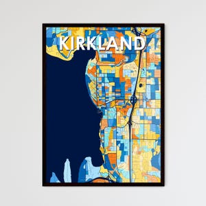 Kirkland, WA Art Map-poster - unieke muurdecoratie voor thuis | Perfect personaliseerbaar cadeau voor elke gelegenheid!