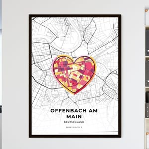 OFFENBACH ALLEMAGNE - Carte du lieu où tout a commencé - Choisissez l'un des trois styles proposés - Poster personnalisable, cadeau personnalisé