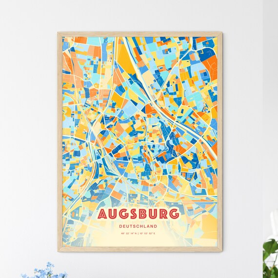 Bunter AUGSBURG GERMANY Blau Orange Art Print - Etsy.de