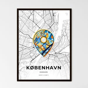 KOPENHAGEN DÄNEMARK - Landkarte, wo alles begann - Wählen Sie einen von drei Stilen - Personalisierbarer Posterdruck, personalisiertes Geschenk