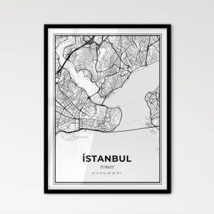 Istanbul Türkei - Skandinavischer Stadtplan für das moderne Wohndekor - schwarz weiß Poster