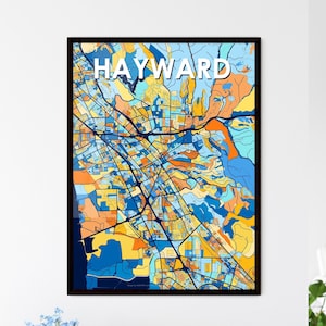 Hayward California Kunst Karte Druck - Lebendiges Wanddekor | Einzigartiges Geschenk für Wohnräume