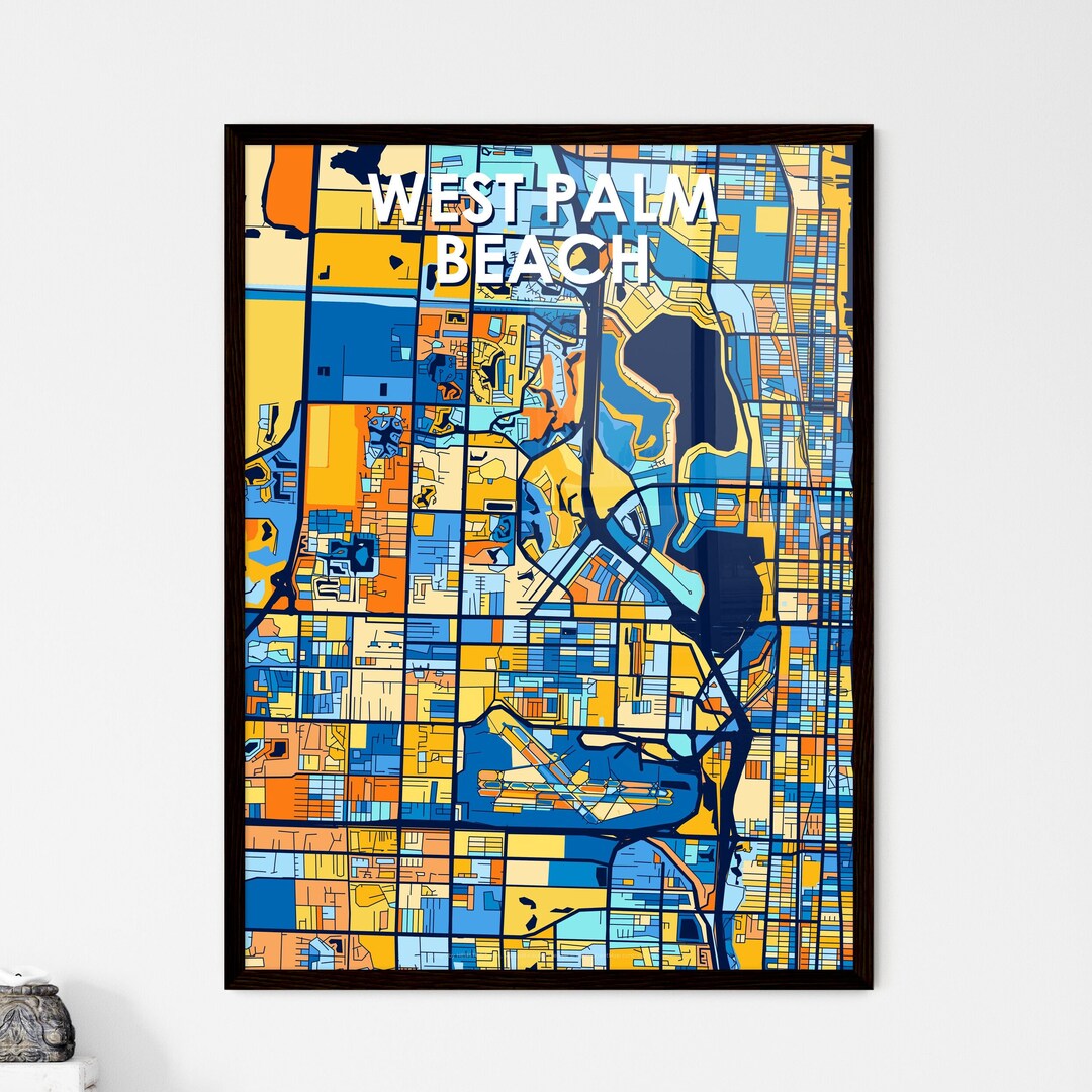 West Palm Beach Florida Vibrant Colorful Art Map Poster - Etsy