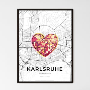KARLSRUHE ALEMANIA – Mapa de dónde empezó todo - Elija uno de los tres estilos - Impresión de póster personalizable, regalo personalizado